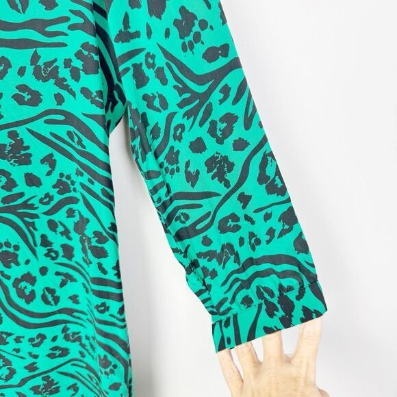 AMANDA UPRICHARD | REVOLVE Green & Black Animal Print Silk Dress Women’s Size M - Picture 3 of 8